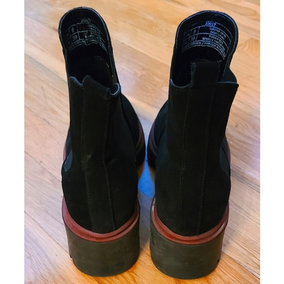 Antonio de Faria Black Suede Leather Chunky Chelsea Boots Size 8 - Picture 5 of 12